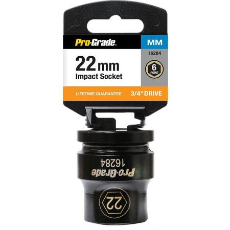 Pro-Grade Tools 3/4" Dr. 6 Pt. 22Mm Impact Socket 16284